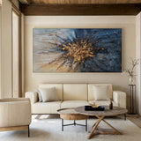 General Abstract Blue Yellow Textured Wall Art Living Room Decor AURA193