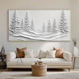 White Landscape Art Minimalist Modern Organic Sculpted High-Relief Layered Tactile 3D Textured Artwork AURA457