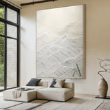 White Abstract Art High-Relief Tactile Knife Strokes Modern Minimalist Luxe Textured Canvas AURA500