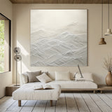 White Abstract Art High-Relief Tactile Knife Strokes Modern Minimalist Luxe Textured Canvas AURA500
