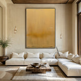 Yellow Abstract Art Tactile Surface Vertical Brushstrokes Crackled Edge Minimalist Luxe Original Canvas AURA480