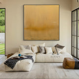Yellow Abstract Art Tactile Surface Vertical Brushstrokes Crackled Edge Minimalist Luxe Original Canvas AURA480