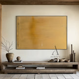 Yellow Abstract Art Tactile Surface Vertical Brushstrokes Crackled Edge Minimalist Luxe Original Canvas AURA480